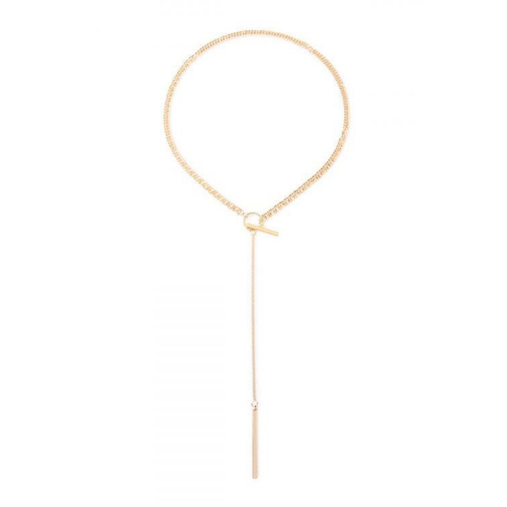 LARIAT DROP NECKLACE in GOLD